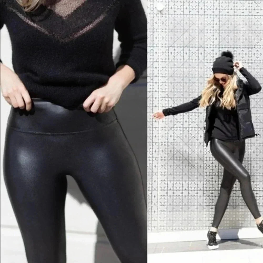 Spanx Faux Leather Leggings Large B958